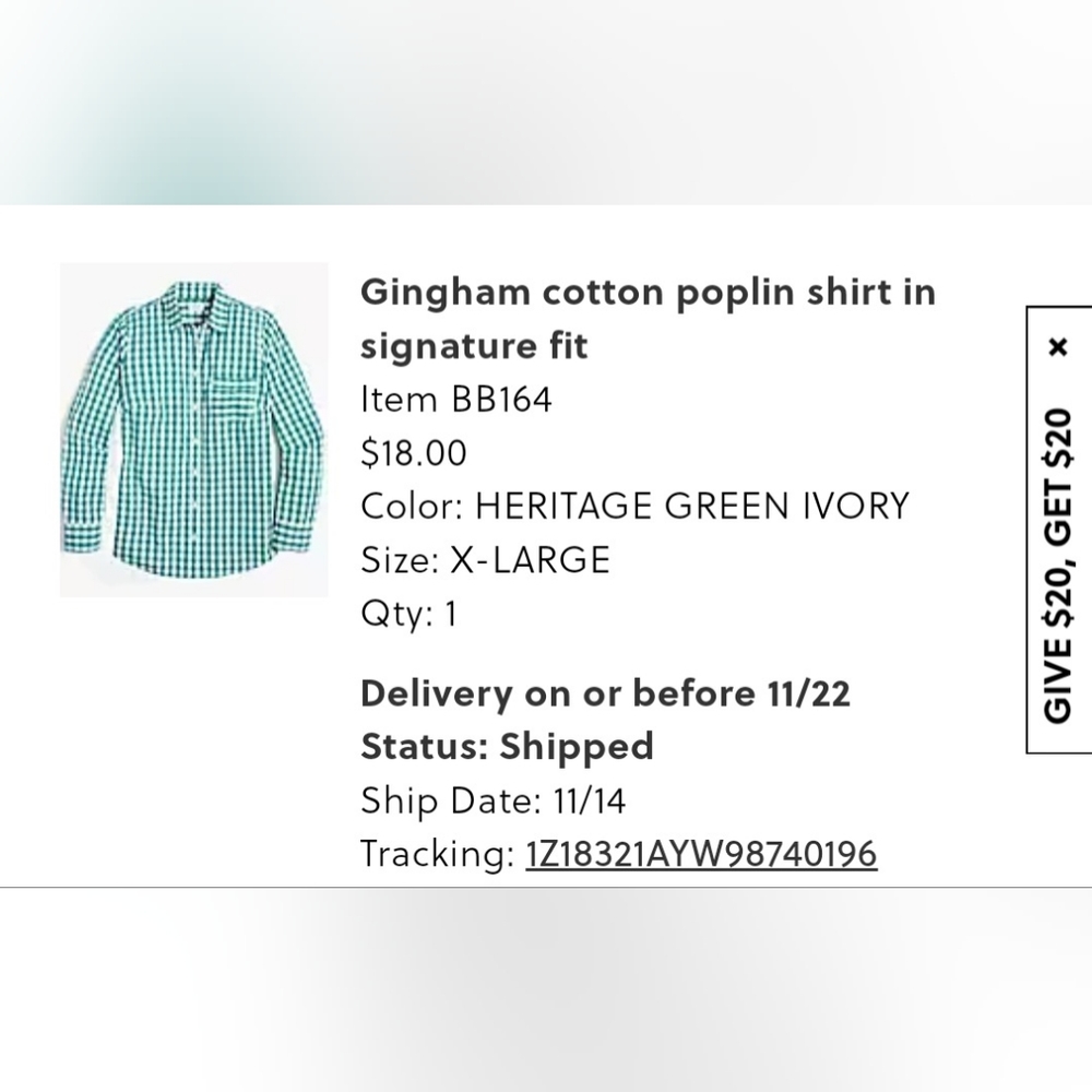 J. Crew, size XL, Heritage Green Ivory